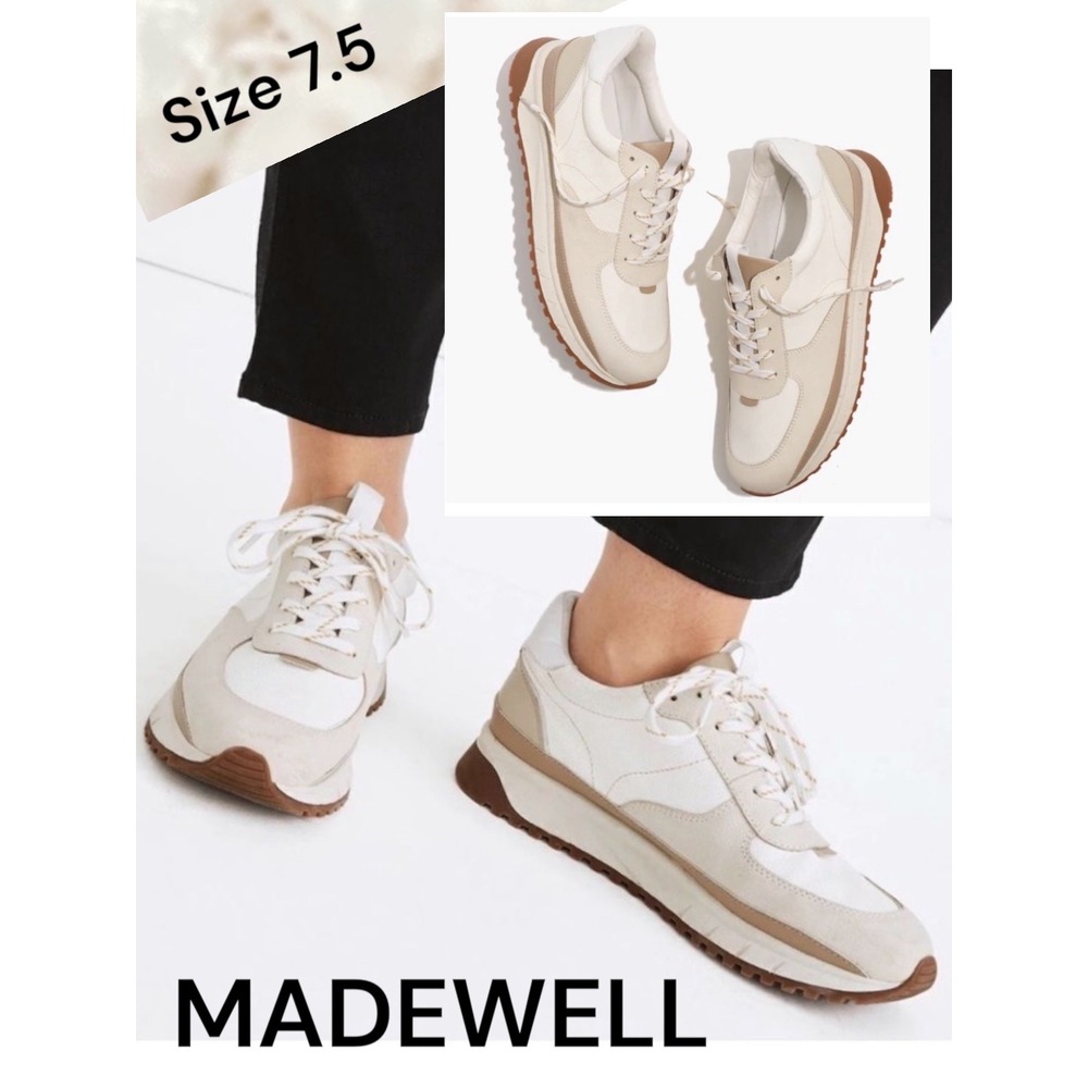Madewell Kickoff Trainer Sneakers in Neutral Colorblock Leather 🤍🌙